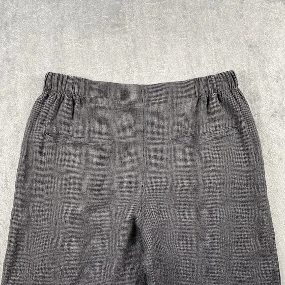 POETRY Pants Womens Sz 8 Grey Linen Tapered Trousers Crop Pleated Houndstooth - Picture 8 of 13